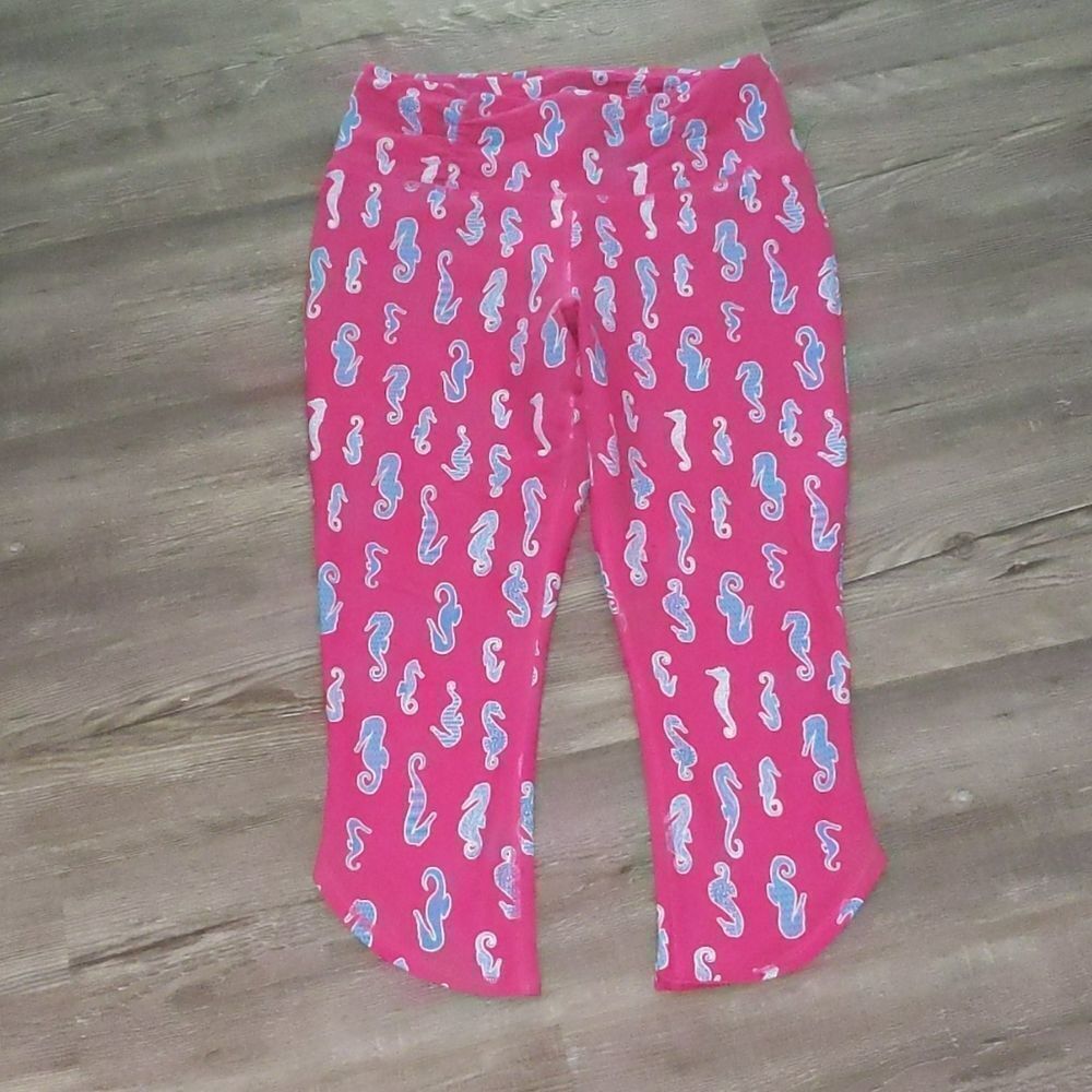 Crown & Ivy pink blue seahorse leggings